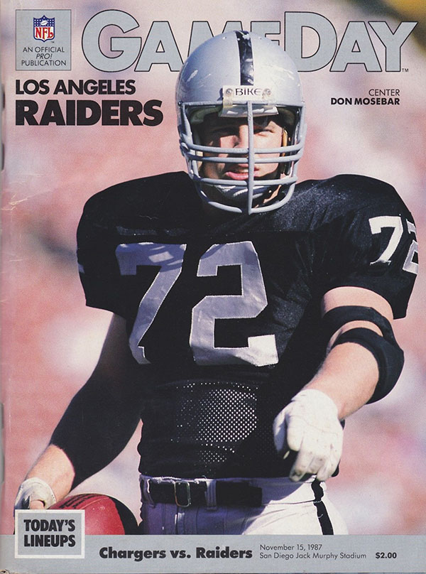 NFL Program: San Diego Chargers vs. Los Angeles Raiders (November 15, 1987)