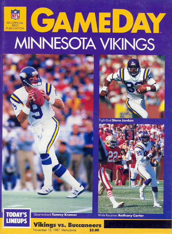 NFL Program: Minnesota Vikings vs. Tampa Bay Buccaneers (November 15, 1987)