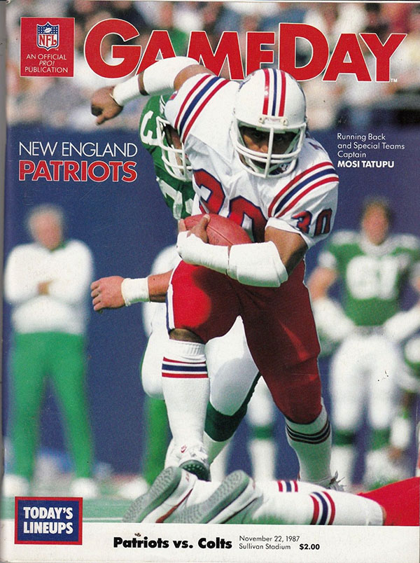 NFL Program: New England Patriots vs. Indianapolis Colts (November 22, 1987)