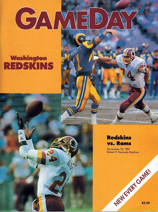 NFL Program: Washington Redskins vs. Los Angeles Rams (November 23, 1987)