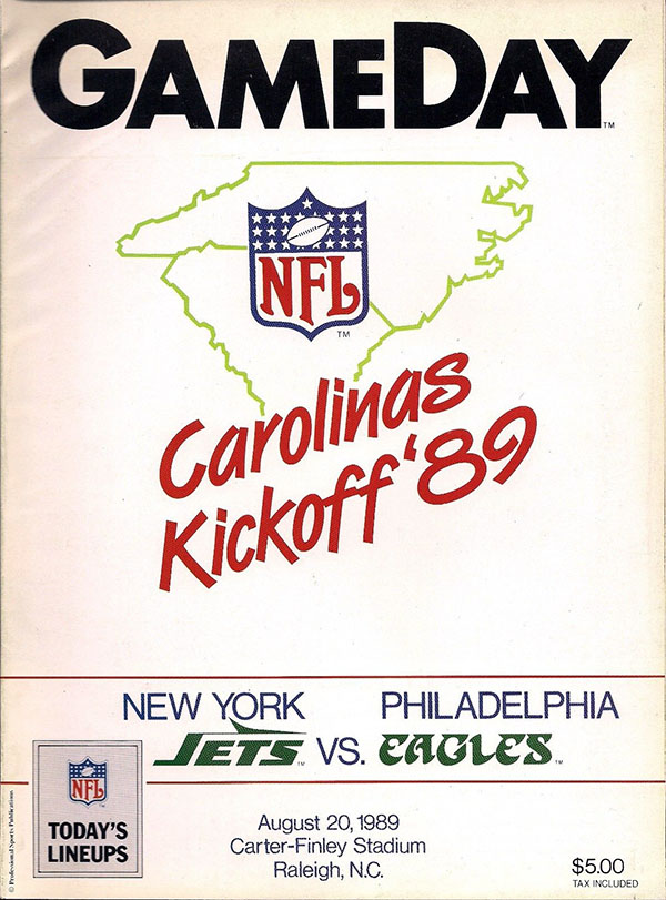 NFL Program: New York Jets vs. Philadelphia Eagles (August 20, 1989)