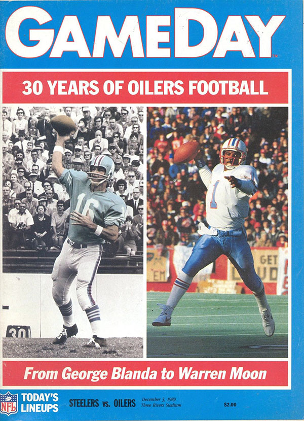 NFL Program: Pittsburgh Steelers vs. Houston Oilers (December 3, 1989)