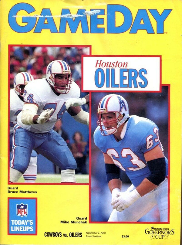 NFL Program: Dallas Cowboys vs. Houston Oilers (September 1, 1990)