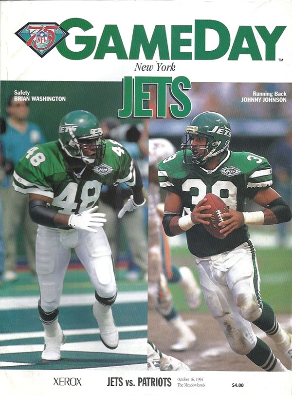 NFL Program: New York Jets vs. New England Patriots (October 16, 1994)
