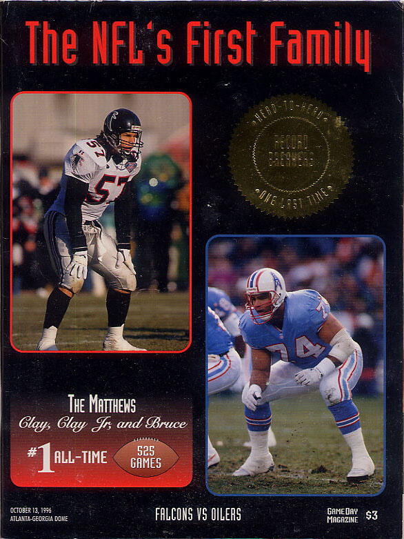 NFL Program: Atlanta Falcons vs. Houston Oilers (October 13, 1996)