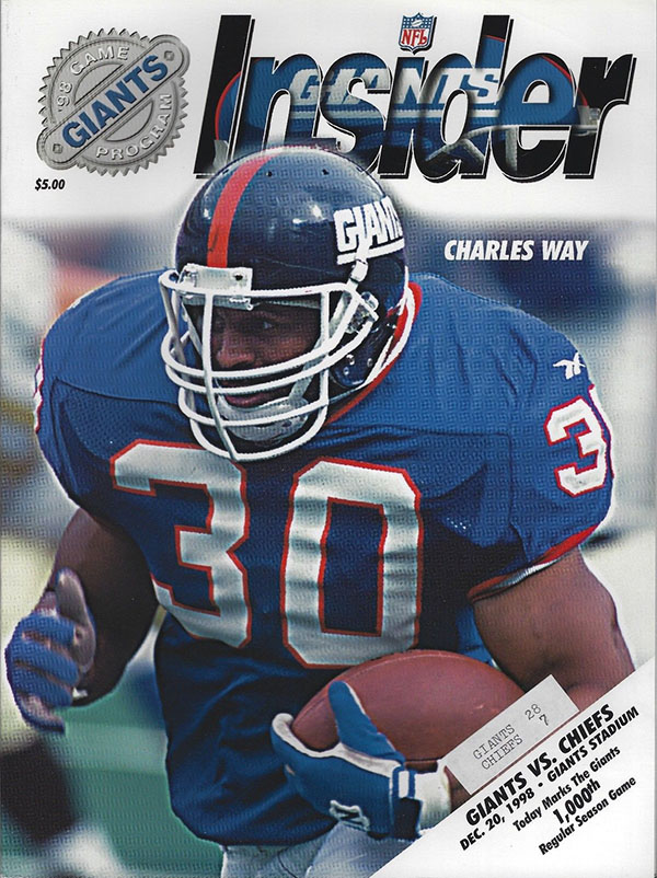NFL Program: New York Giants vs. Kansas City Chiefs (December 20, 1998)