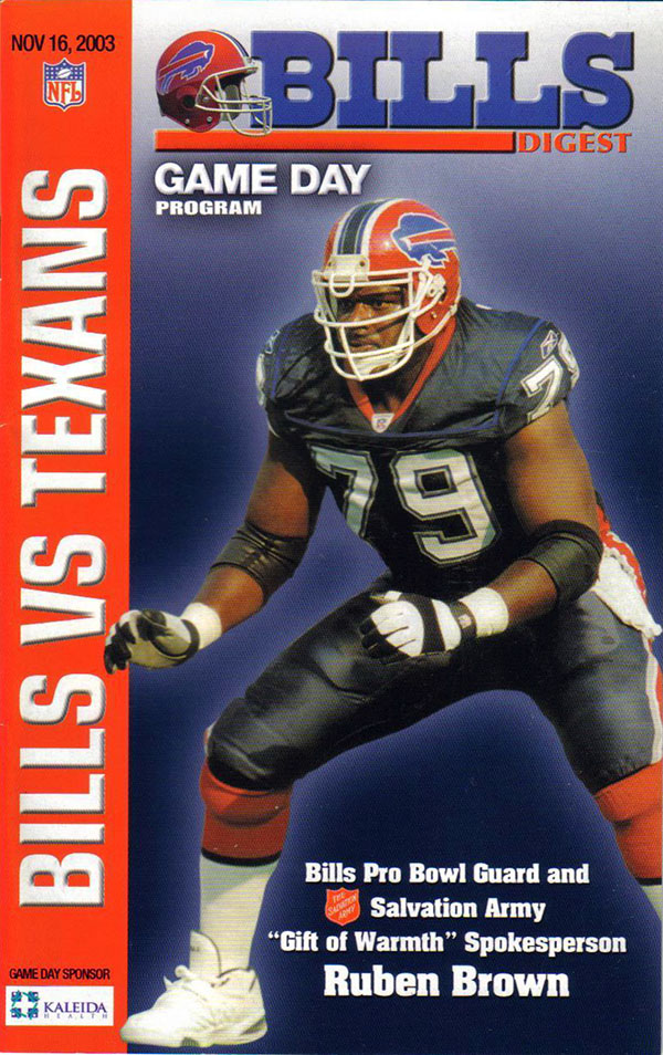 NFL Program: Buffalo Bills vs. Houston Texans (November 16, 2003)