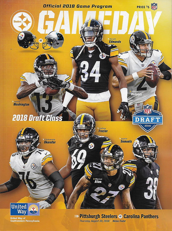 NFL Program: Pittsburgh Steelers vs. Carolina Panthers (August 30, 2018)