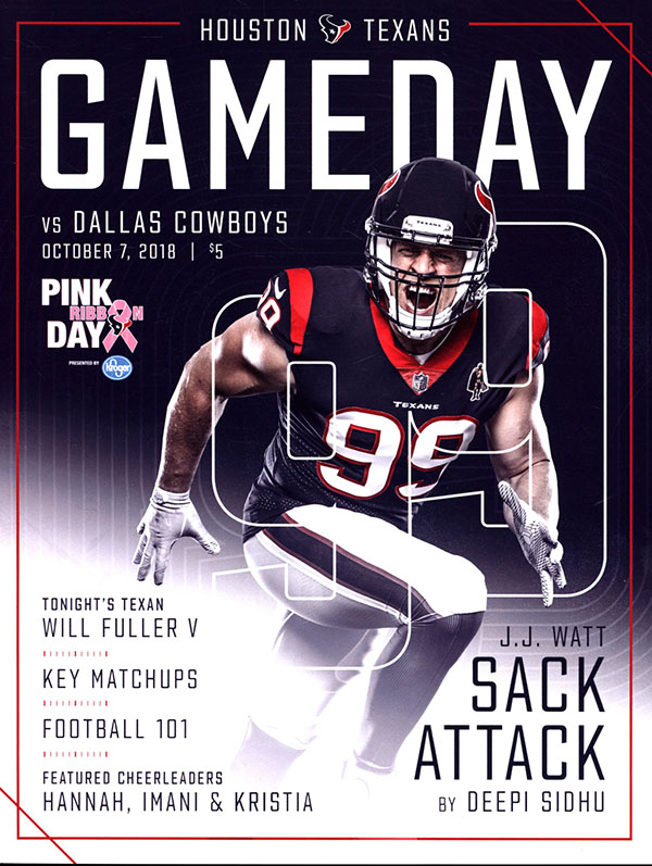 NFL Program: Houston Texans vs. Dallas Cowboys (October 7, 2018)