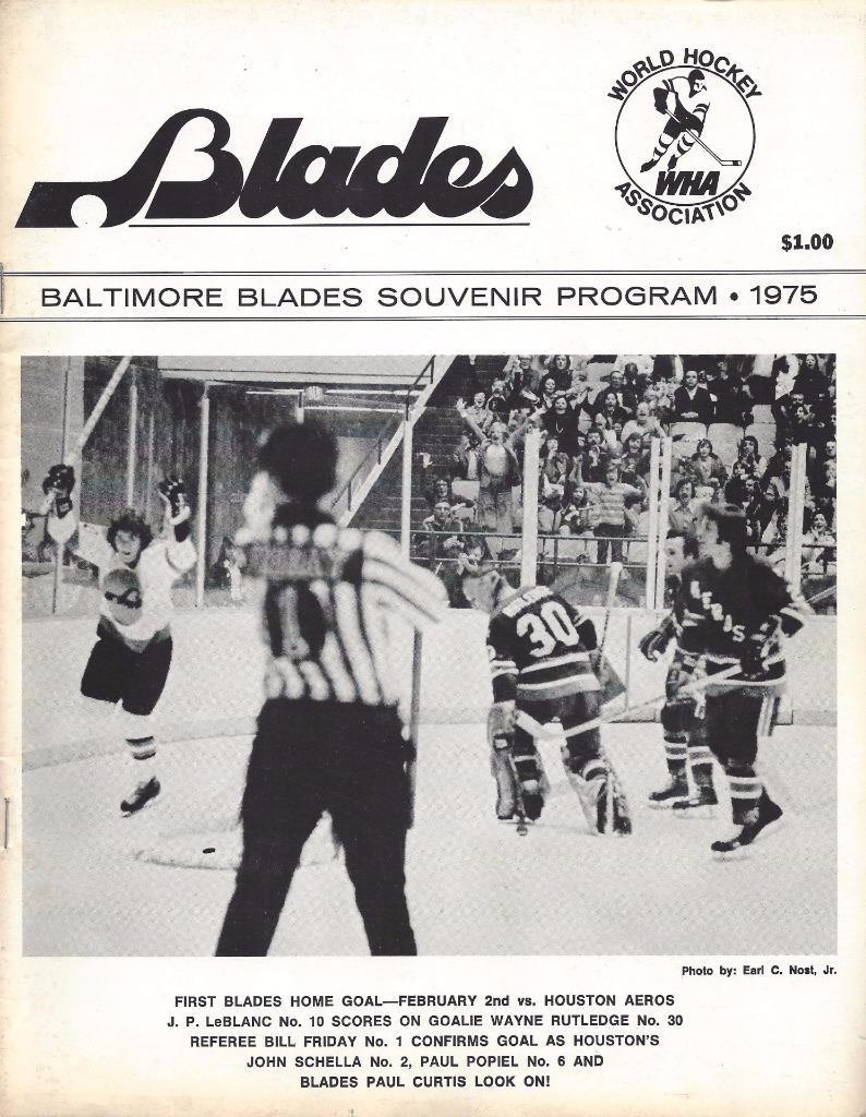 WHA Program: Baltimore Blades (1974-75)