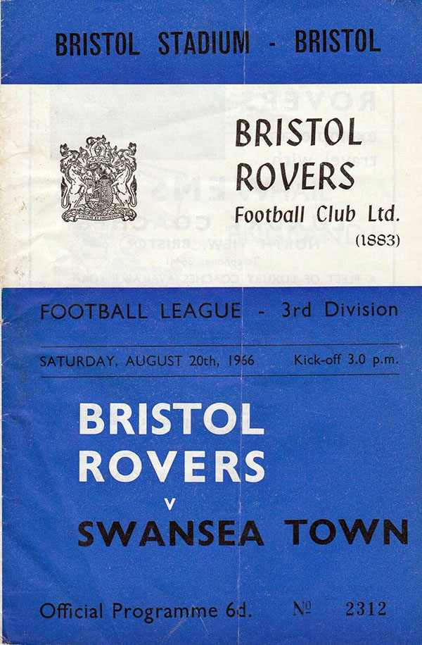 English Football Program: Bristol Rovers vs. Swansea Town (August 20 ...