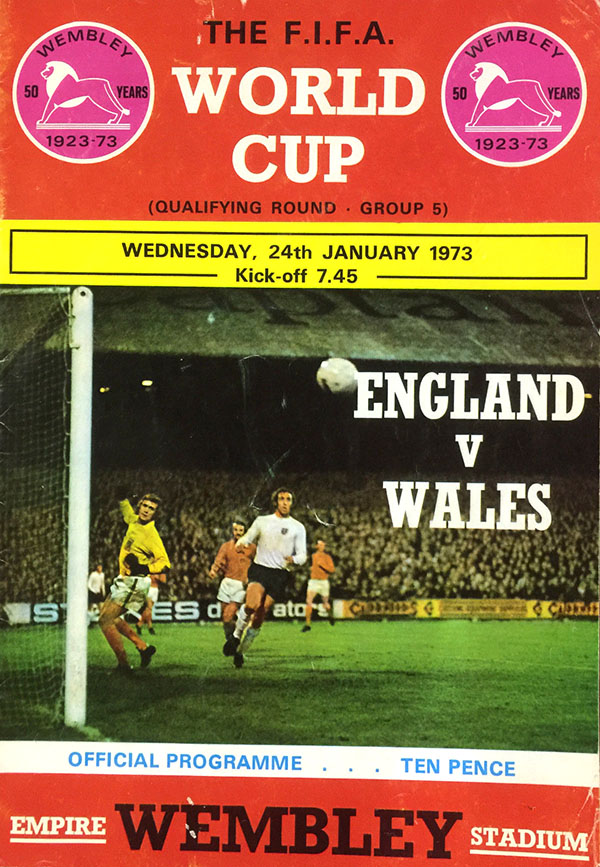 World Cup Program: England vs. Wales (January 24, 1973)