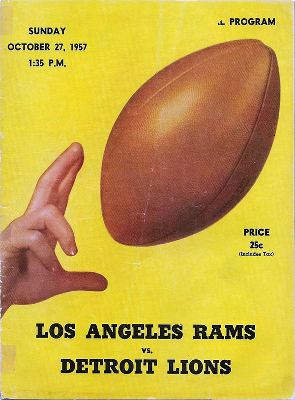 NFL Program: Los Angeles Rams vs. Detroit Lions (October 27, 1957)