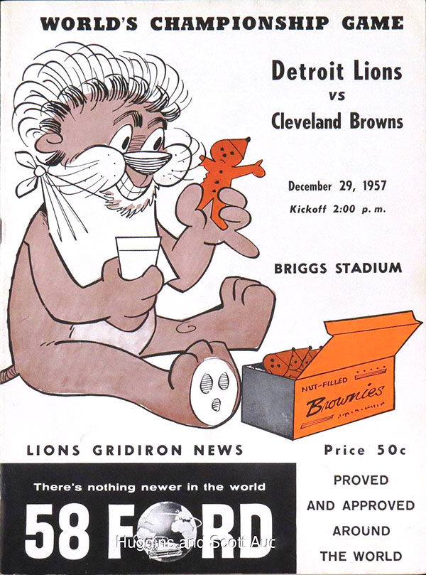 NFL Program: Cleveland Browns vs. Detroit Lions (December 29, 1957)