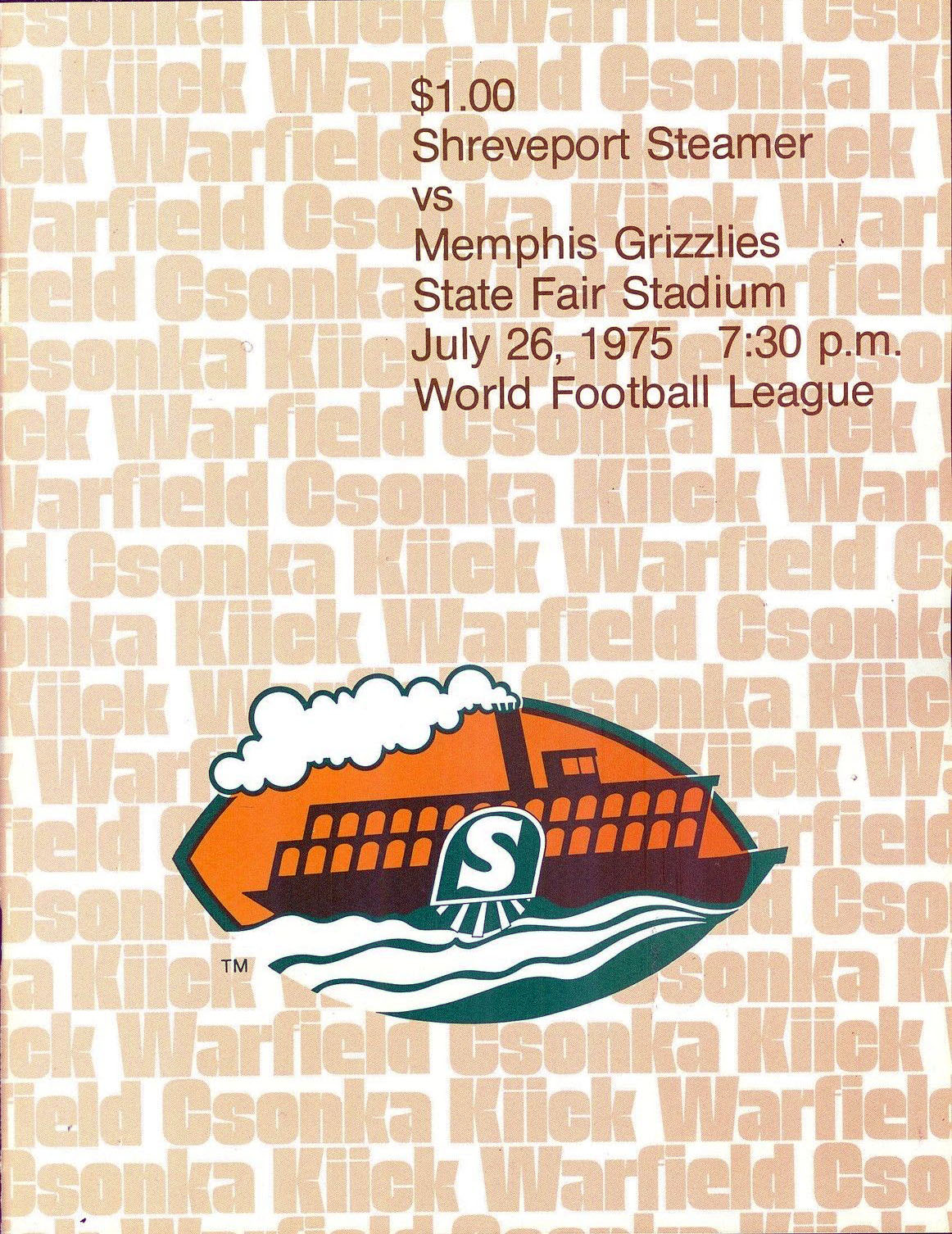 WFL Program: Shreveport Steamer vs. Memphis Southmen (July 26, 1975)