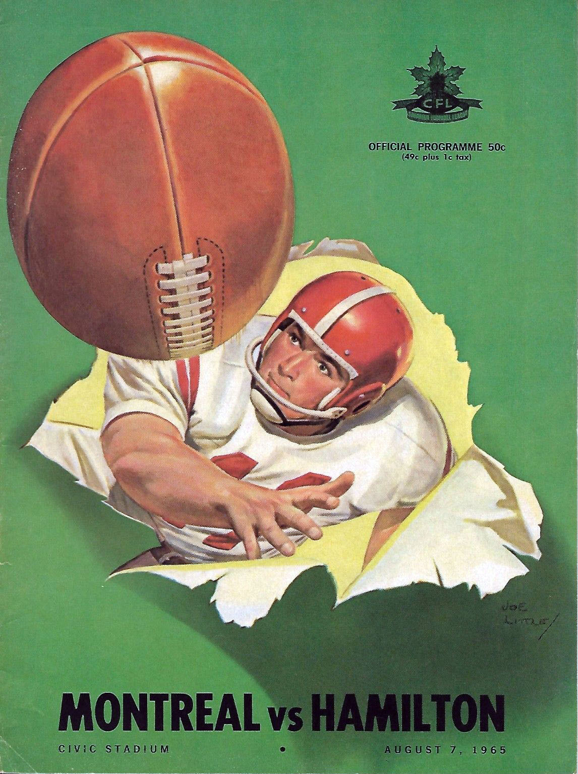 CFL Program: Hamilton Tiger-Cats vs. Montreal Alouettes (August 7, 1965)