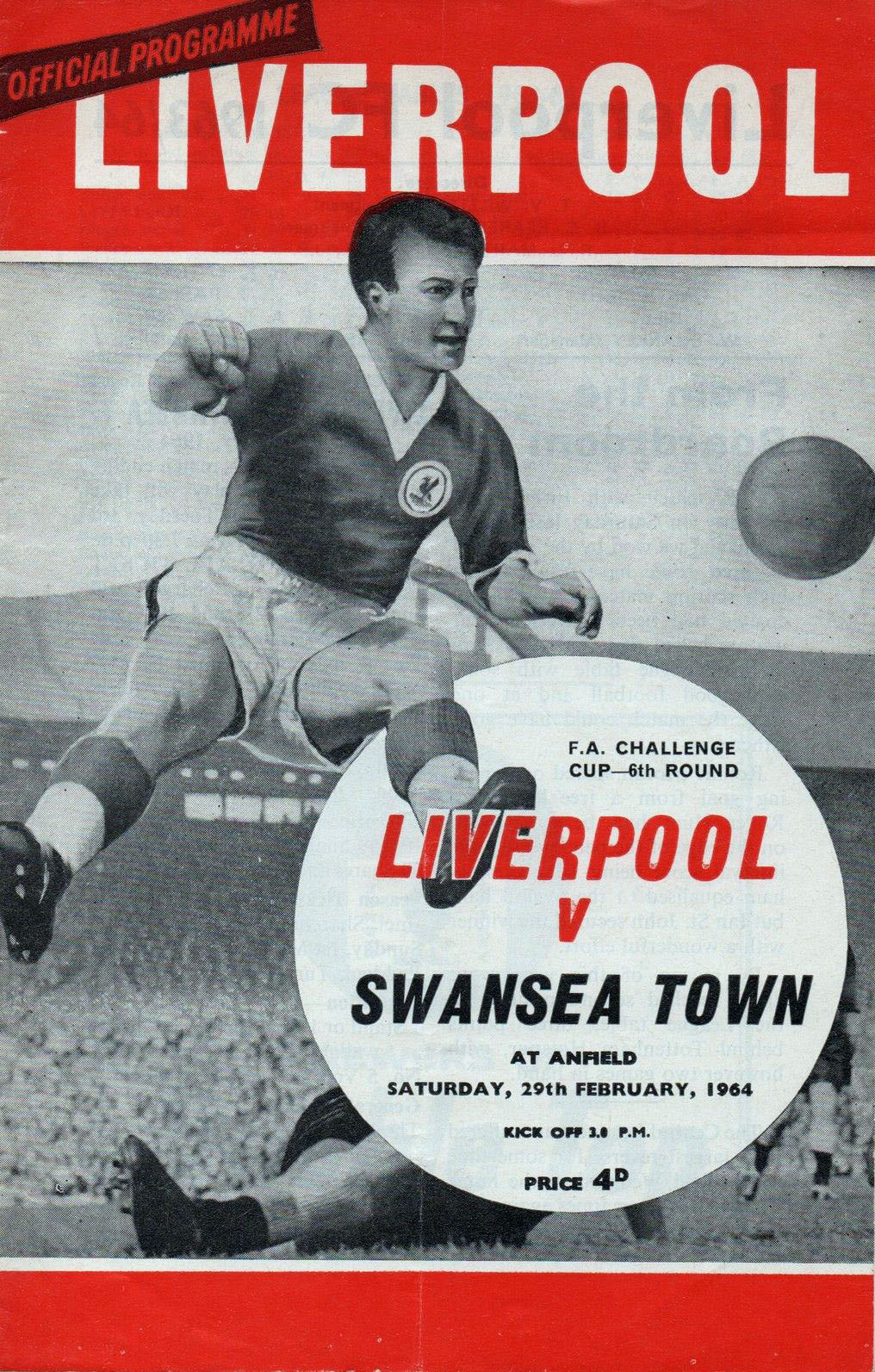 English Football Program: Liverpool vs. Swansea Town (February 29, 1964)