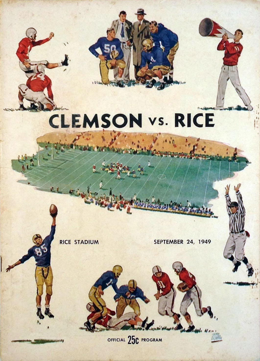 College Football Program: Rice Owls vs. Clemson Tigers (September 24, 1949)