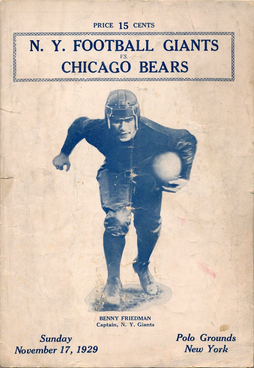 NFL Program: New York Giants vs. Chicago Bears (November 17, 1929)
