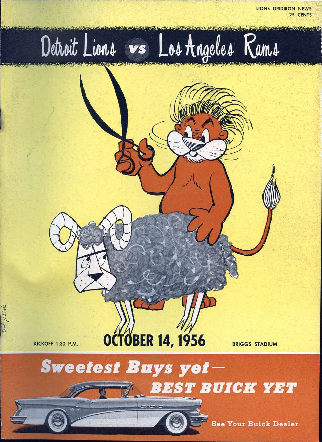 NFL Program: Detroit Lions vs. Los Angeles Rams (October 14, 1956)