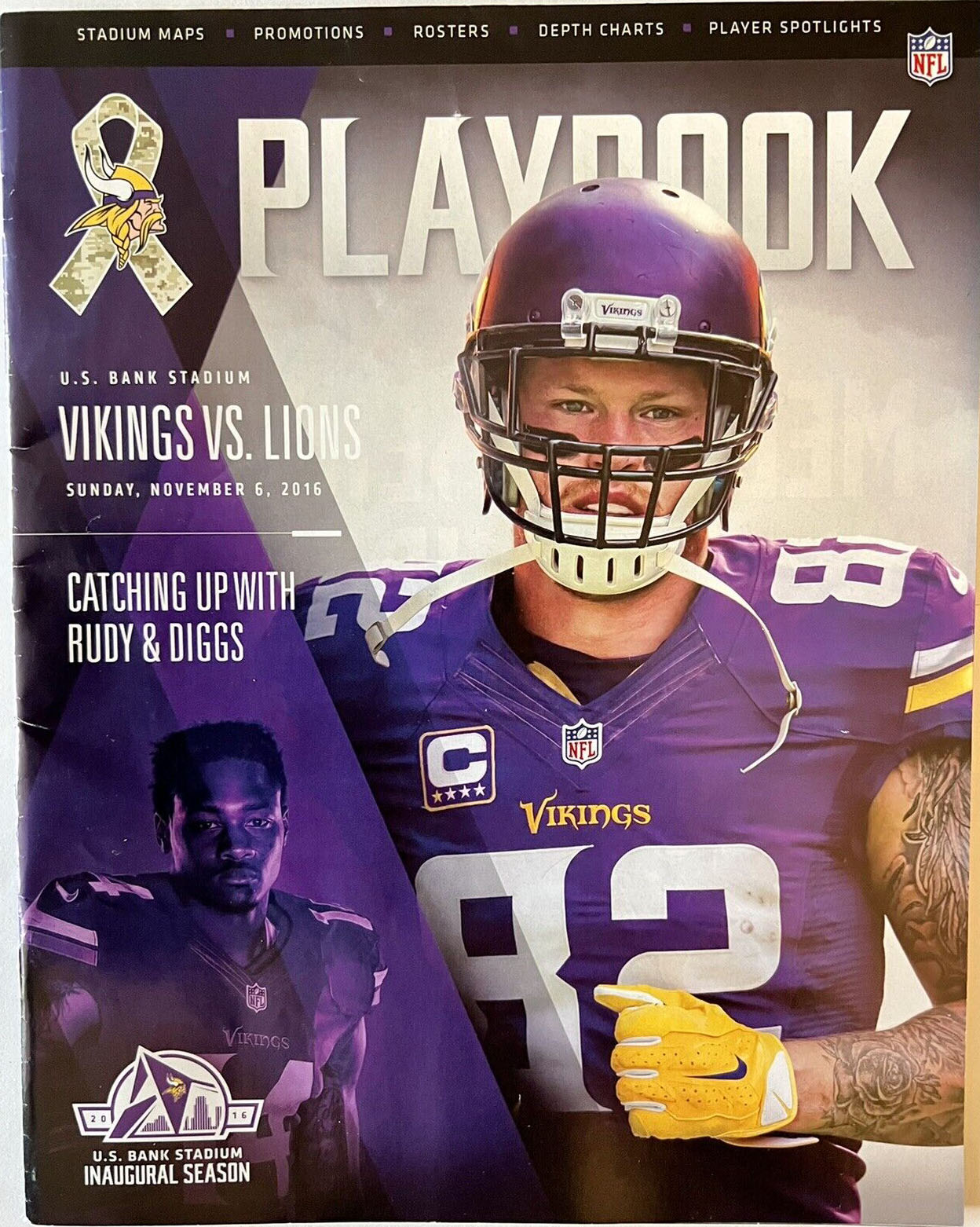 NFL Program: Minnesota Vikings vs. Detroit Lions (November 6, 2016)