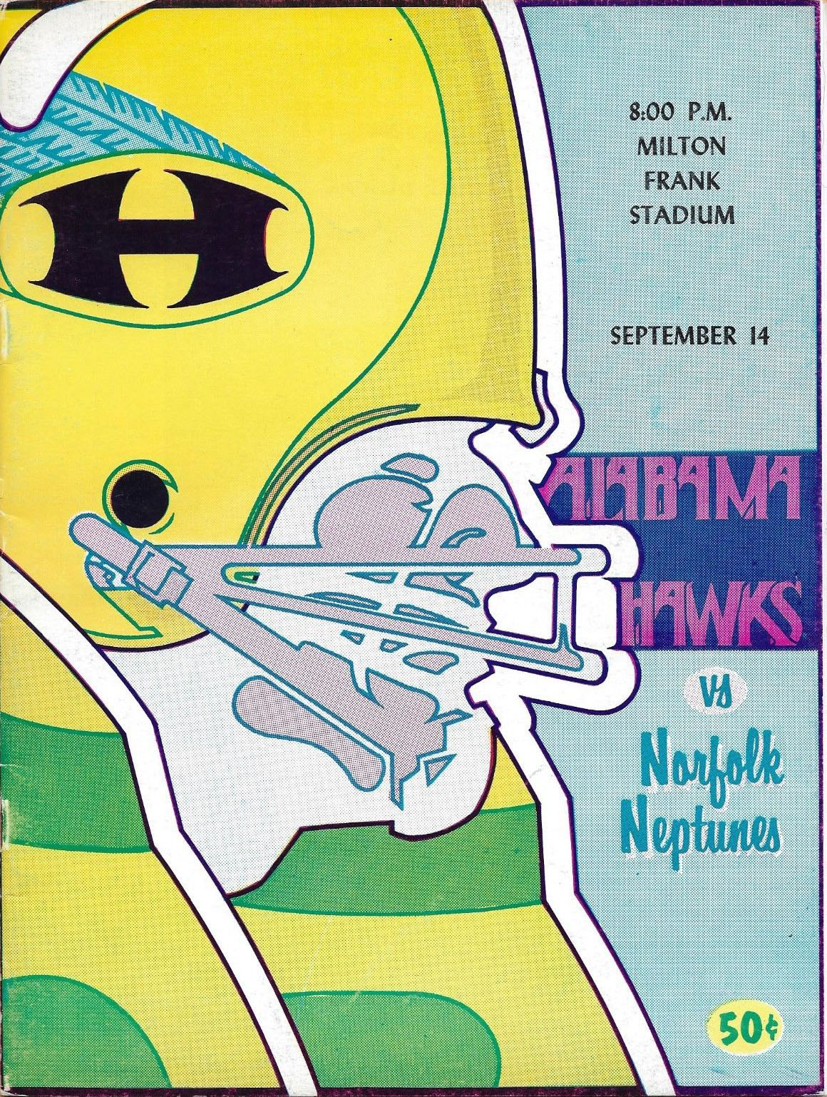 CoFL Game Program: Alabama Hawks vs. Norfolk Neptunes (September 14, 1968)