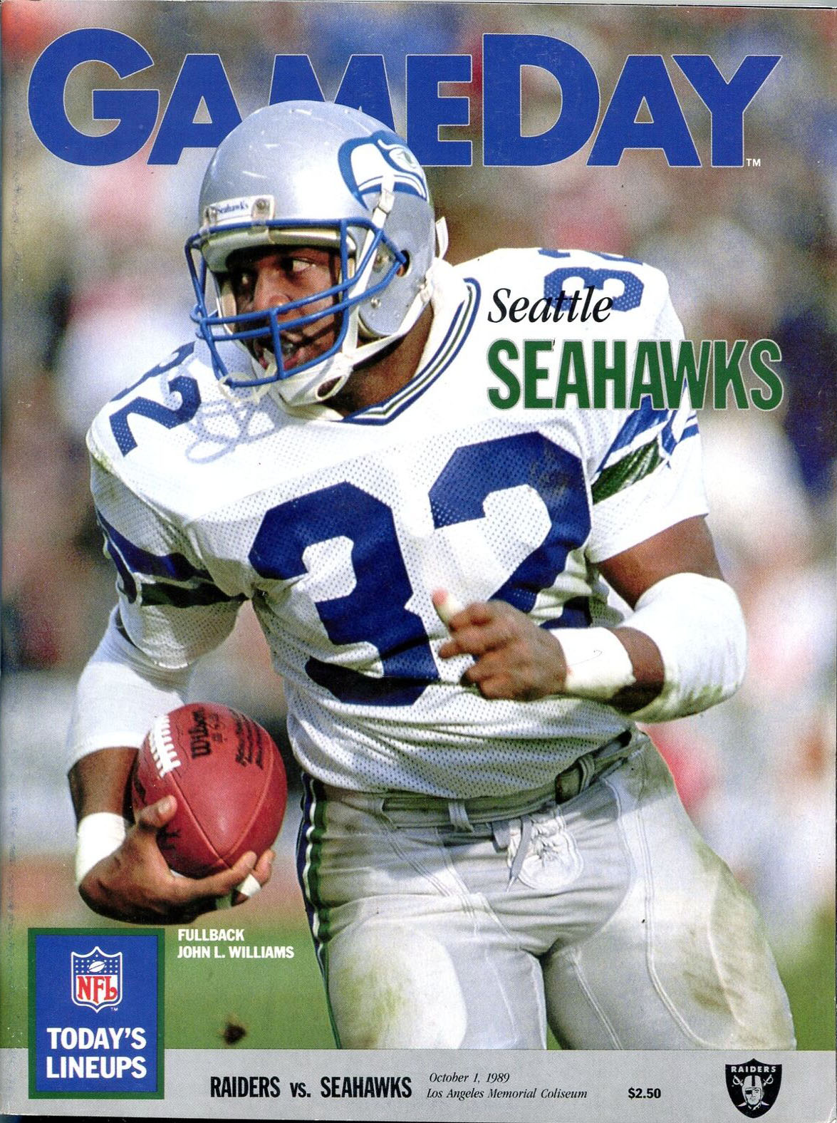 NFL Program: Los Angeles Raiders vs. Seattle Seahawks (October 1, 1989)