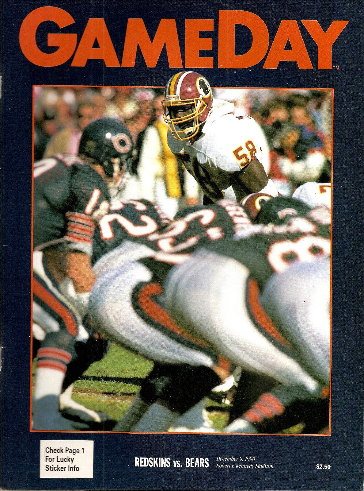 NFL Program: Washington Redskins vs. Chicago Bears (December 9, 1990)