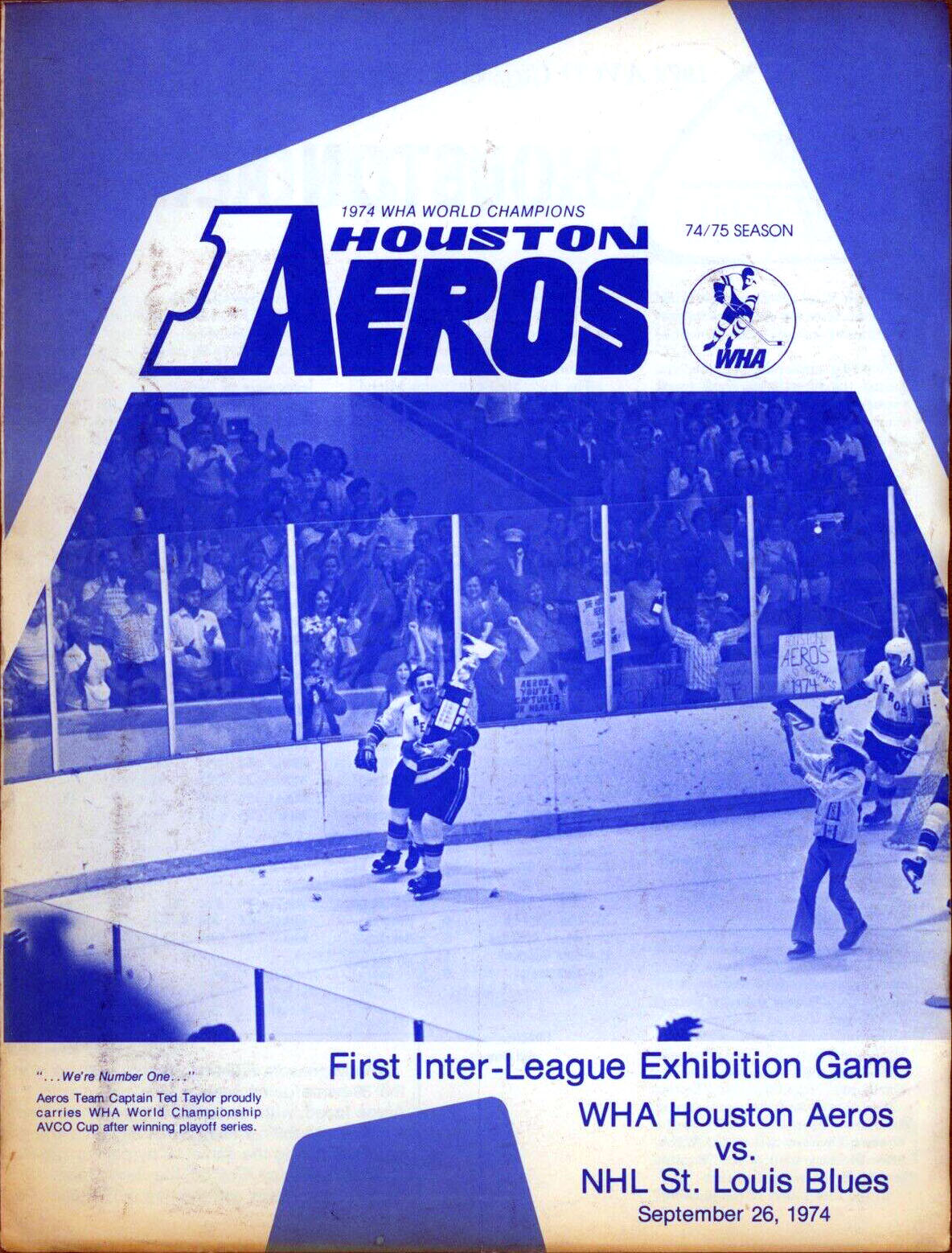 WHA Program: Houston Aeros (1974-75)