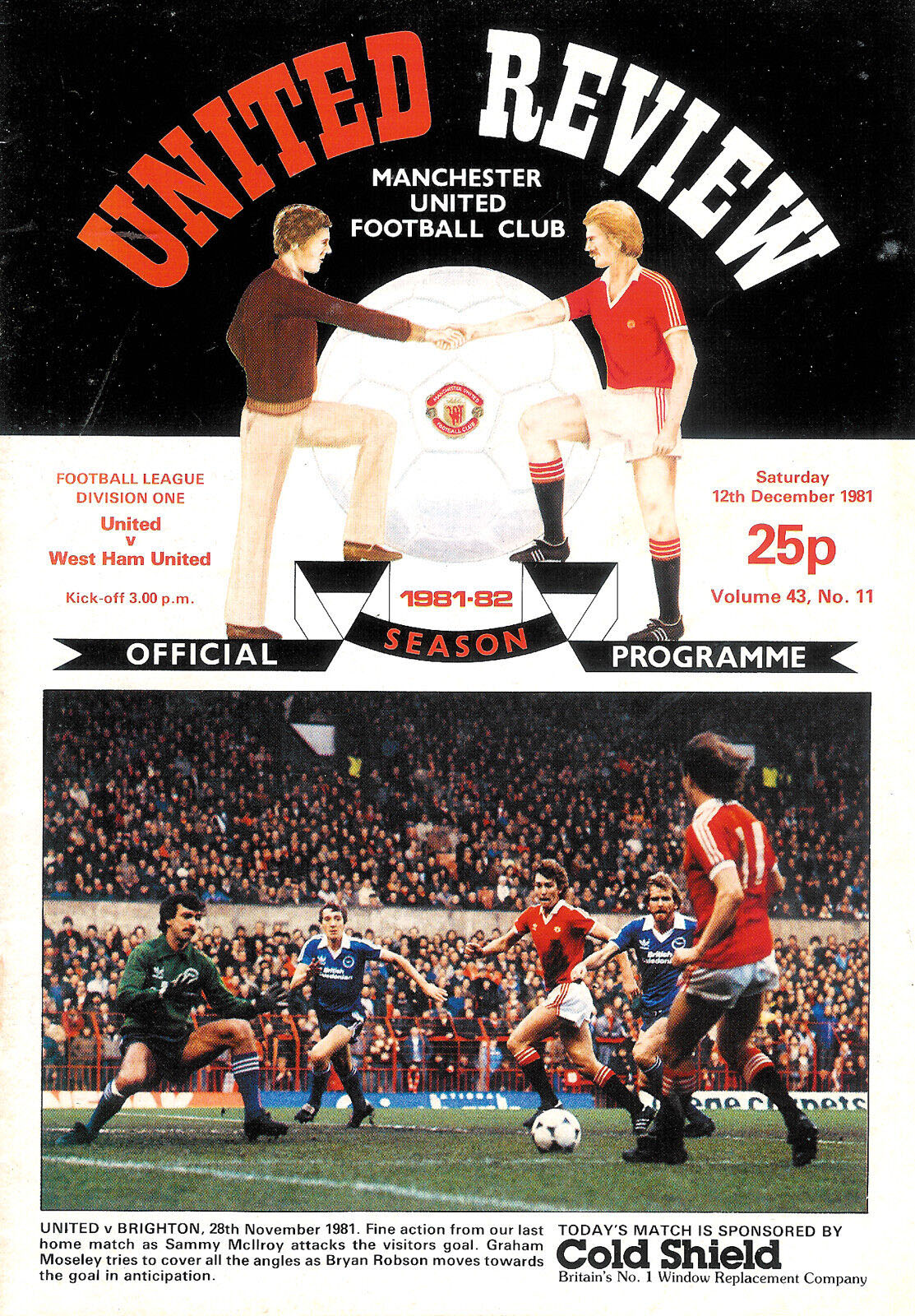 English Football Program: Manchester United vs. West Ham United (December 12, 1981)