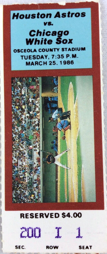1986 Houston Astros spring training ticket