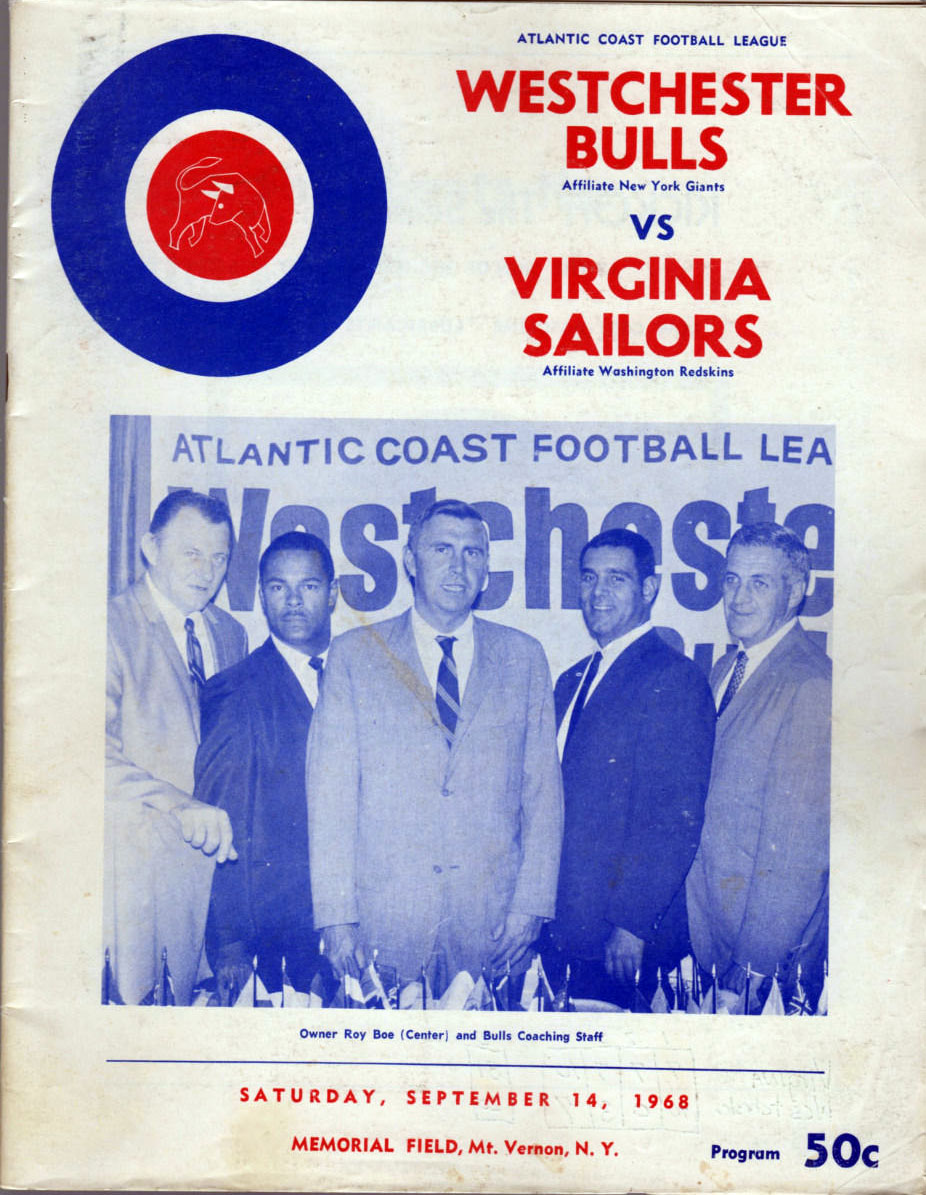ACFL Game Program: Westchester Bulls vs. Virginia Sailors (September 14, 1968)