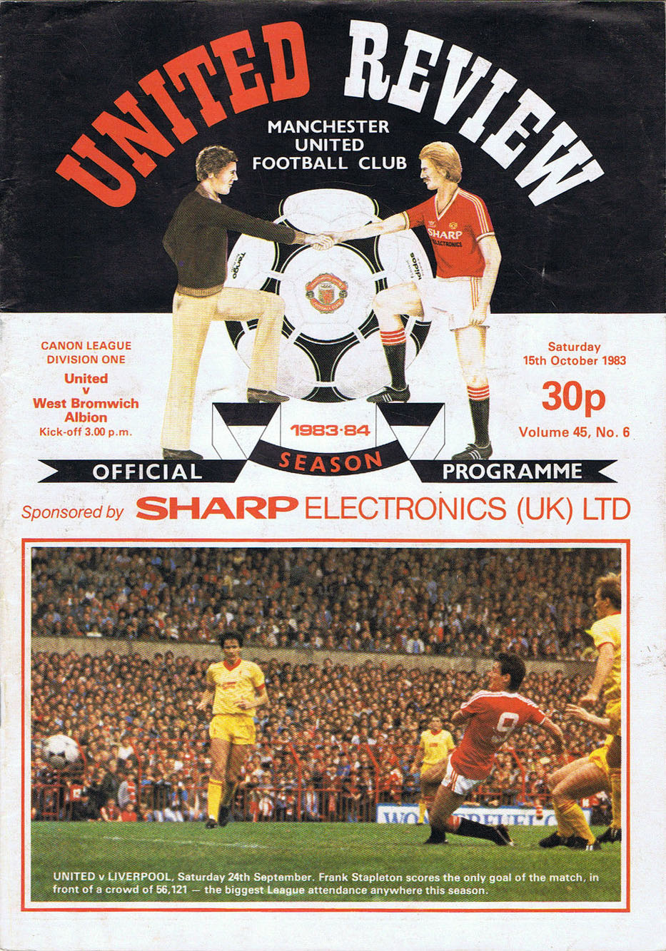 English Football Program: Manchester United vs. West Bromwich Albion (October 15, 1983)