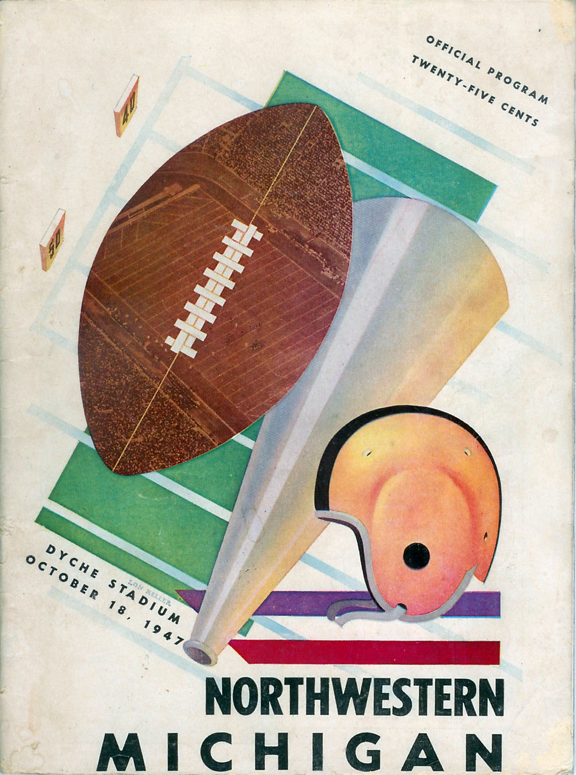 College Football Program: Northwestern Wildcats vs. Michigan Wolverines (October 18, 1947)