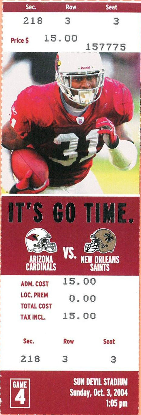 Arizona Cardinals vs. New Orleans Saints (October 3, 2004) ticket