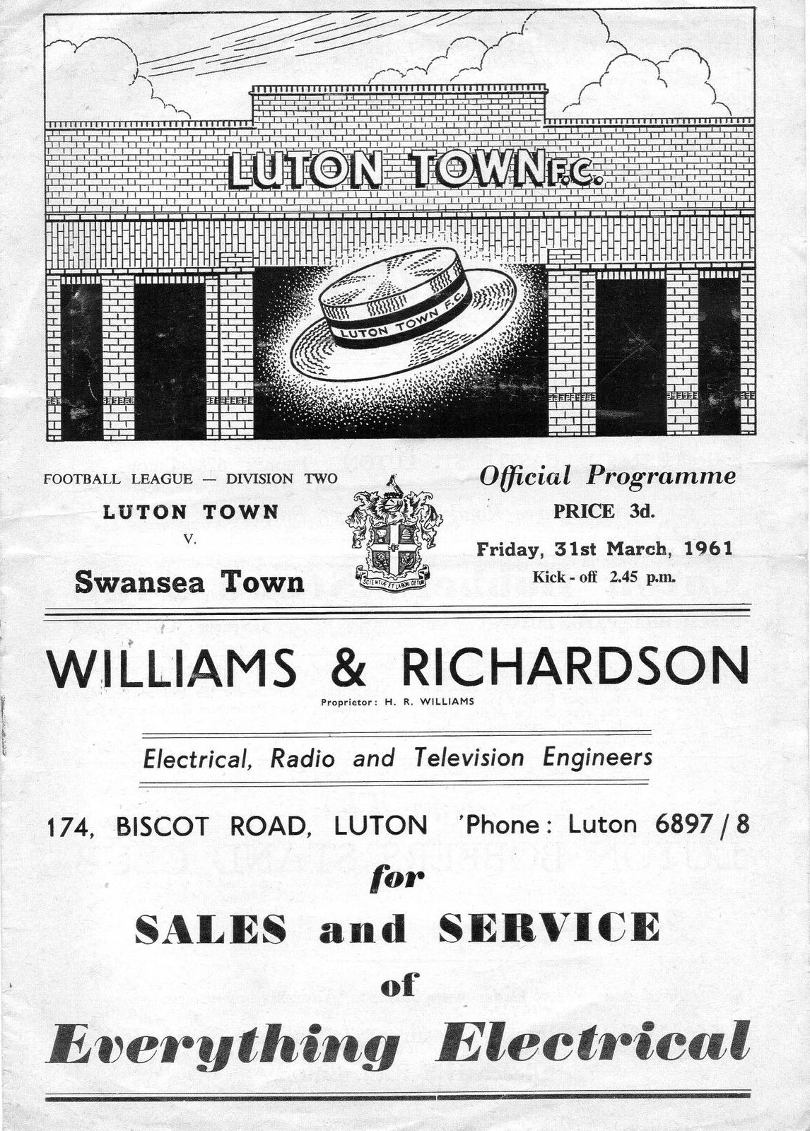 Luton Town vs. Swansea Town (March 31, 1961)