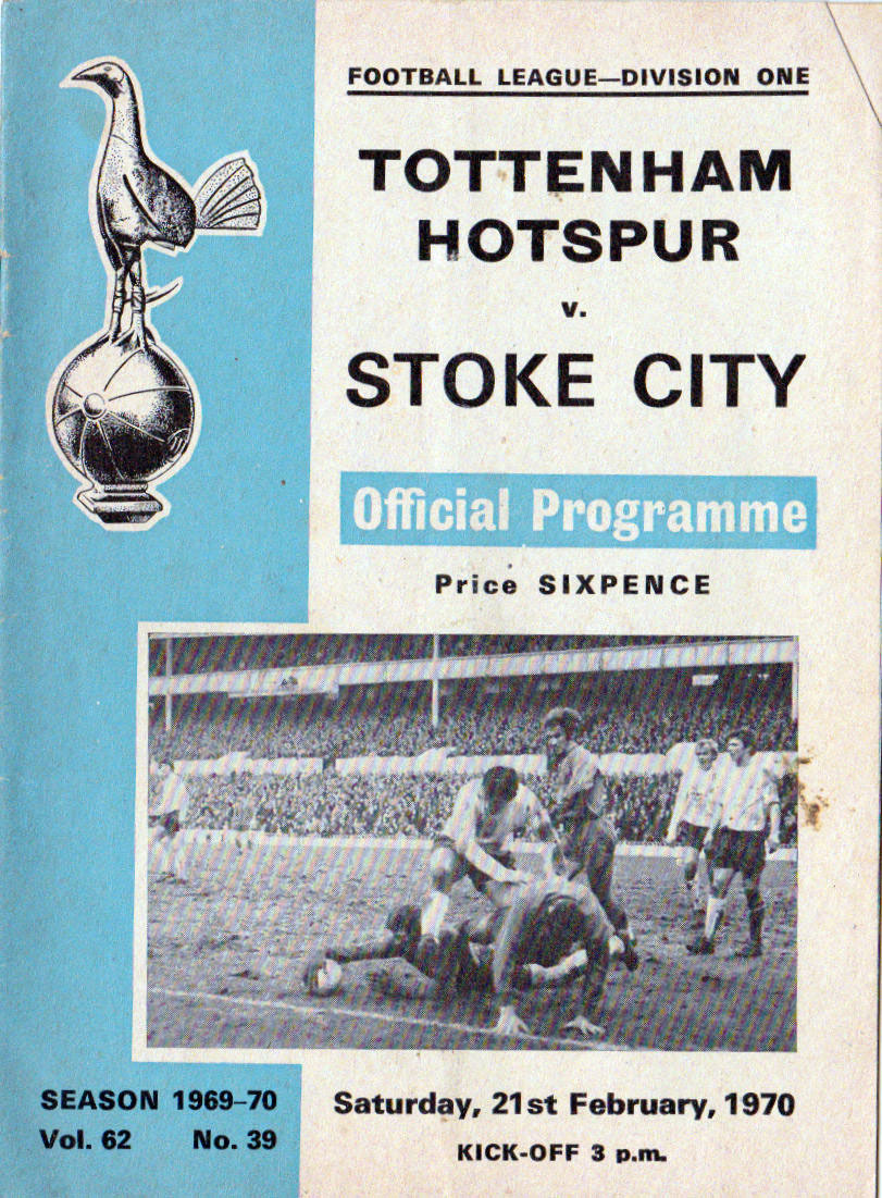 English Football Program: Tottenham Hotspur vs. Stoke City (February 21, 1970)