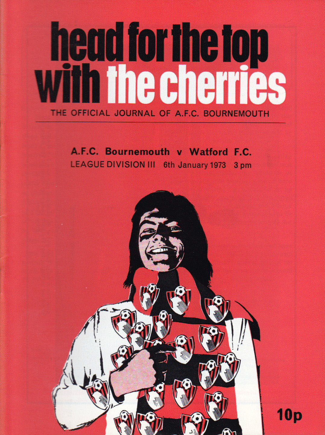English Football Program: AFC Bournemouth vs. Watford (January 6, 1973)