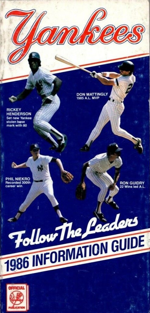 1986 New York Yankees media guide