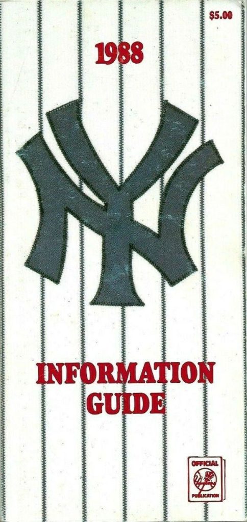 1988 New York Yankees media guide