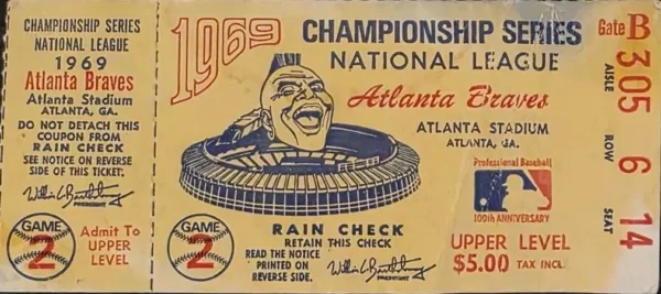 1969 Atlanta Braves NLCS ticket