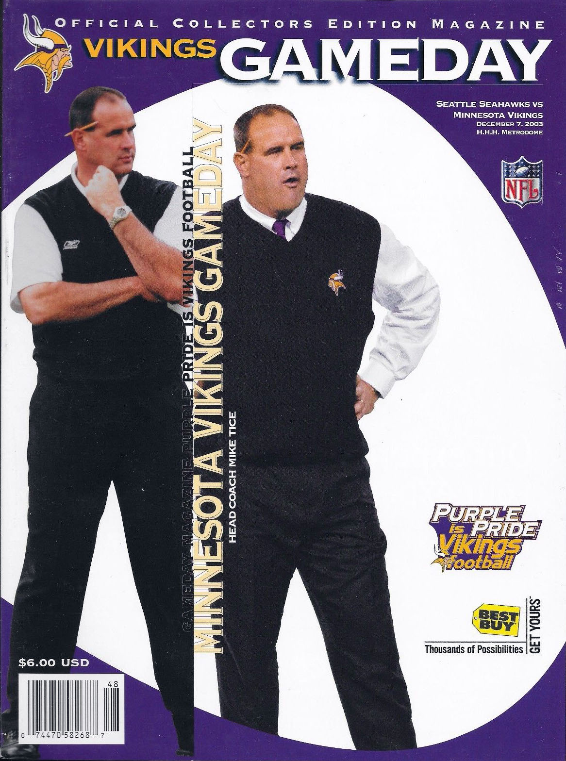 NFL Program: Minnesota Vikings vs. Seattle Seahawks (December 7, 2003)