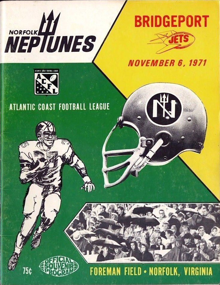 ACFL Game Program: Norfolk Neptunes vs. Bridgeport Jets (November 6, 1971)