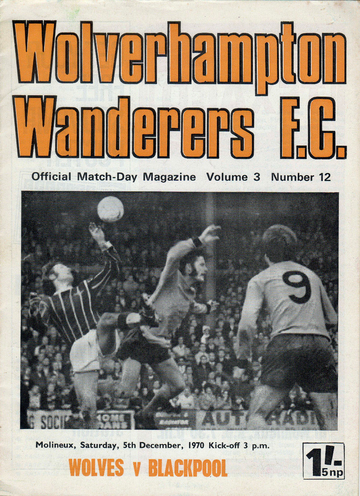 English Football Program: Wolverhampton Wanderers vs. Blackpool (December 5, 1970)