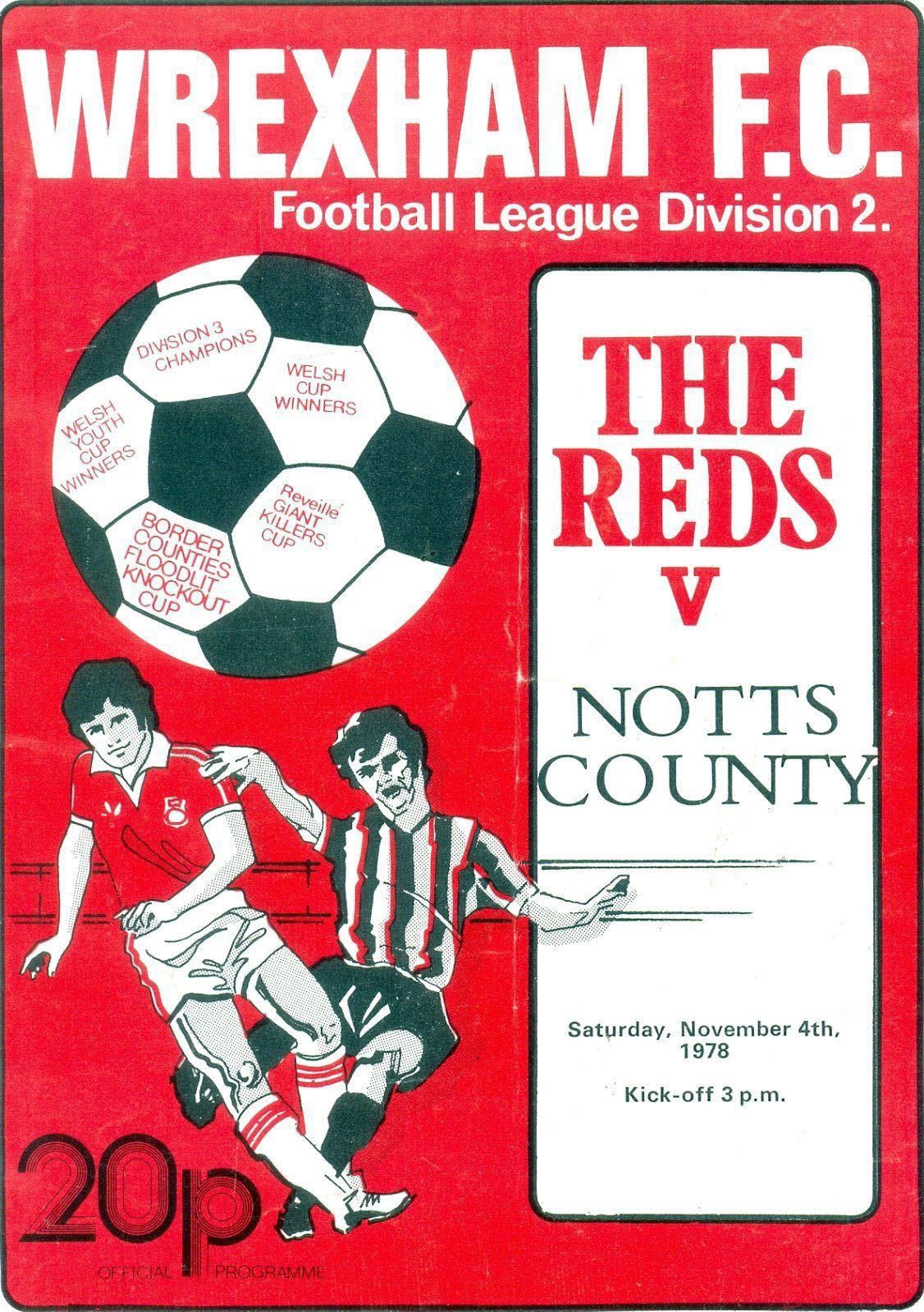 English Football Program: Wrexham vs. Notts County (November 4, 1978)