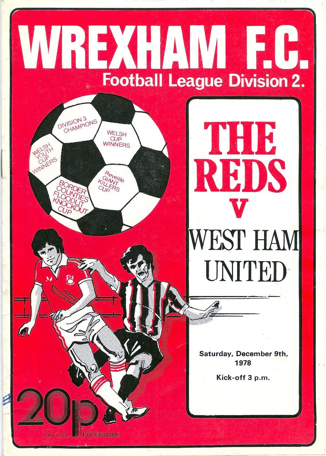 English Football Program: Wrexham vs. West Ham United (December 9, 1978)