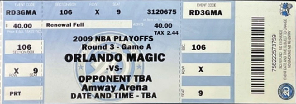 2009 Orland Magic playoff ticket