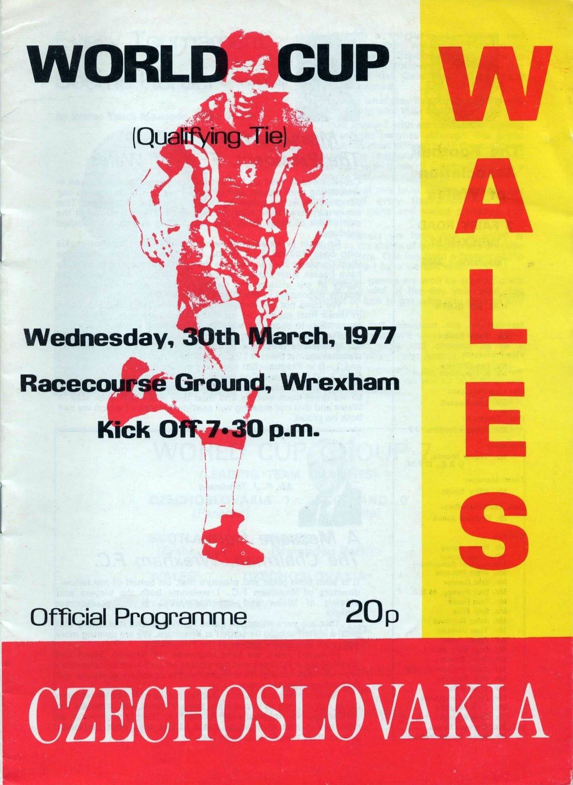 World Cup Program: Wales vs. Czechoslovakia (March 30, 1977)