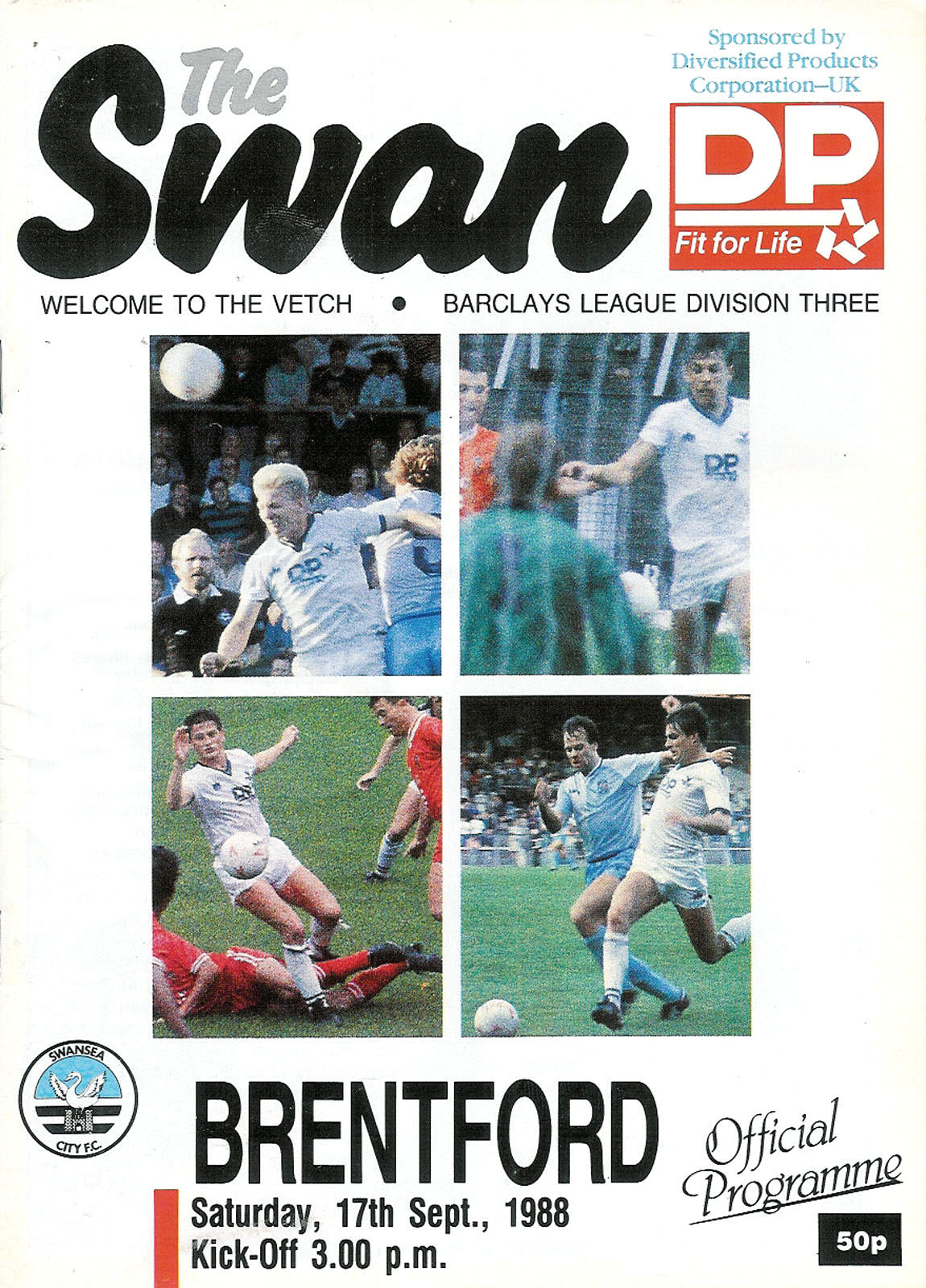 English Football Program: Swansea City vs. Brentford (September 17, 1988)