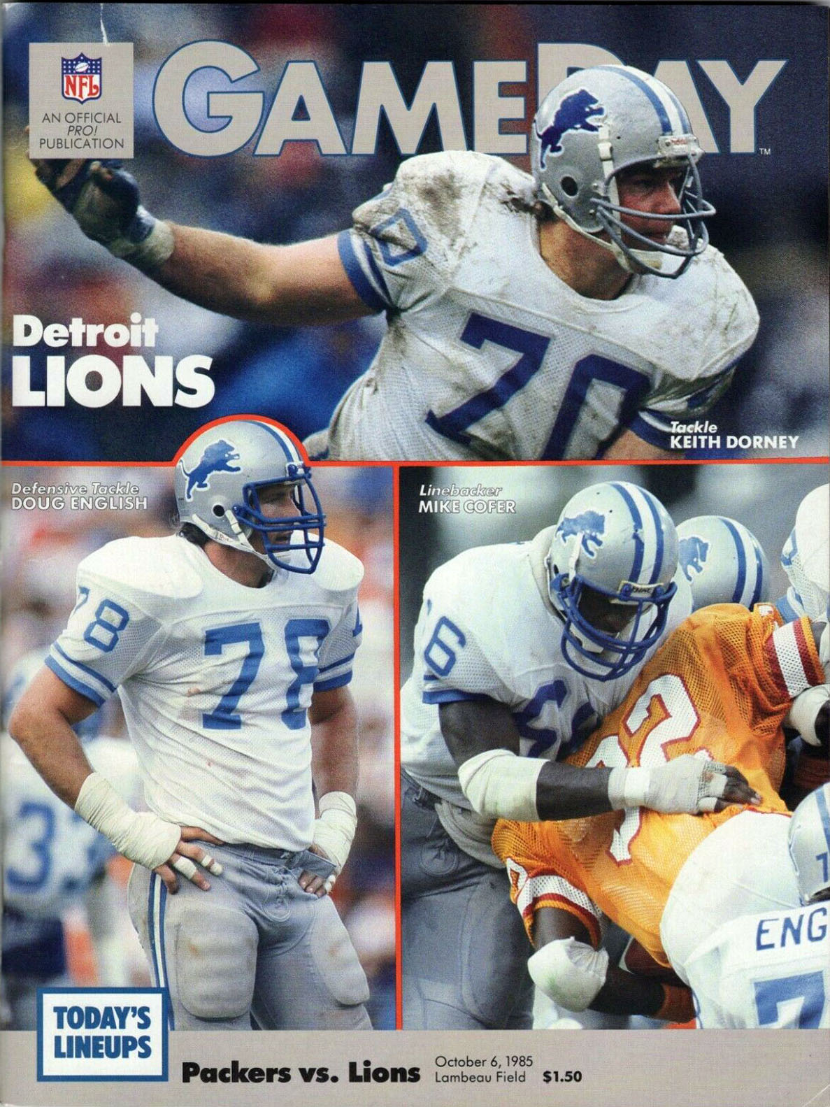 NFL Program: Green Bay Packers vs. Detroit Lions (October 6, 1985)